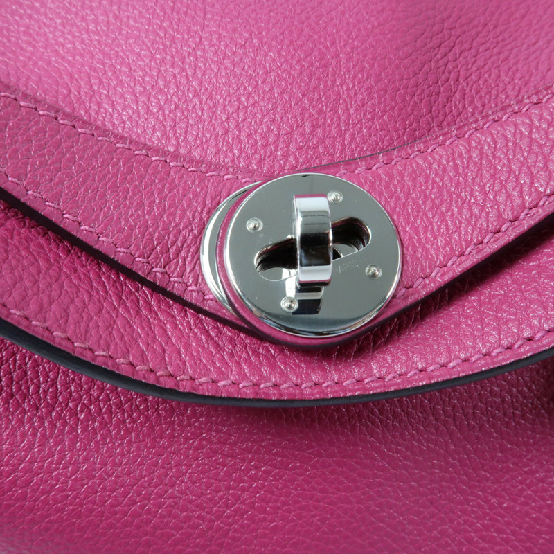 HERMES 【Hermes Fair】Evercolor皮革Lindy 26銀扣肩背袋Rose Purple-9
