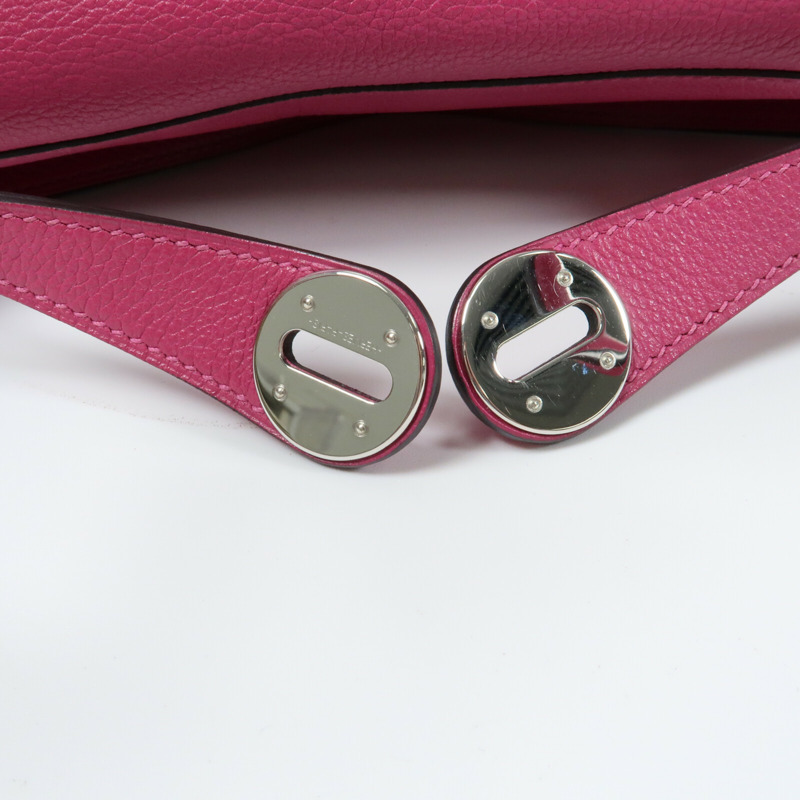 HERMES 【Hermes Fair】Evercolor皮革Lindy 26銀扣肩背袋Rose Purple-12