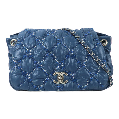 CHANEL 尼龍Chain Shoulder銀扣鏈帶肩背袋