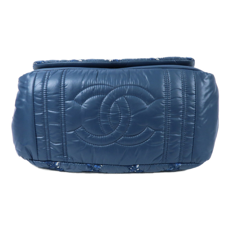 CHANEL 尼龍Chain Shoulder銀扣鏈帶肩背袋-3