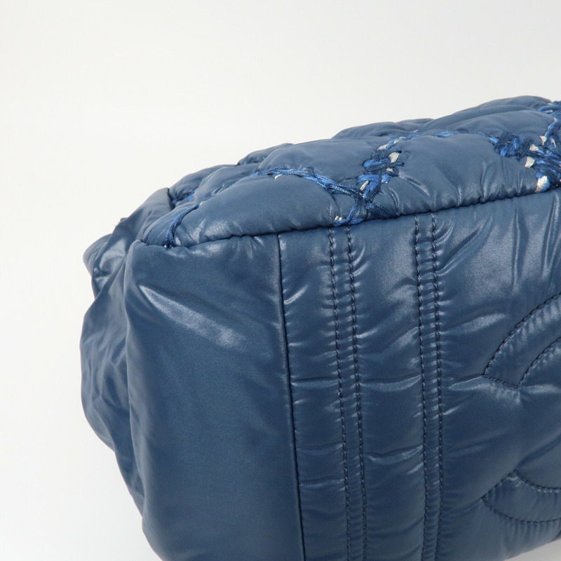 CHANEL 尼龍Chain Shoulder銀扣鏈帶肩背袋-6