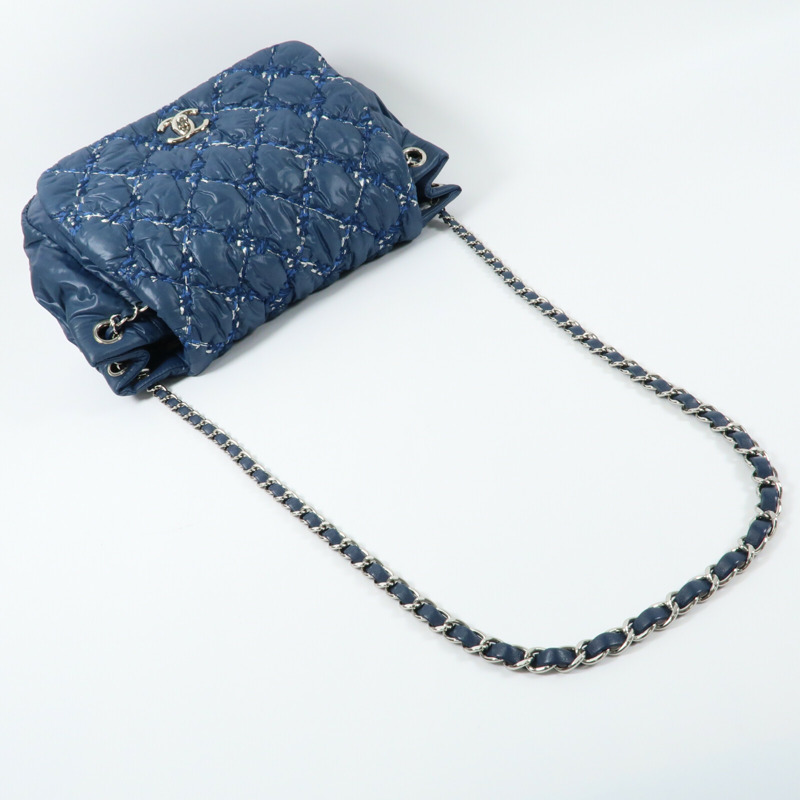 CHANEL 尼龍Chain Shoulder銀扣鏈帶肩背袋-8