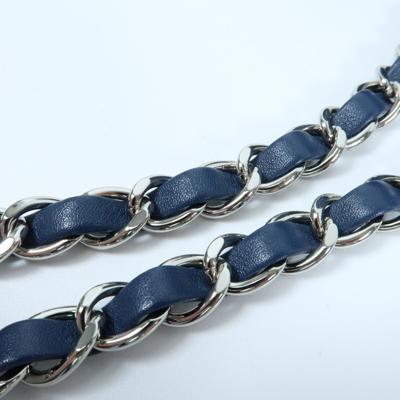 CHANEL 尼龍Chain Shoulder銀扣鏈帶肩背袋-11