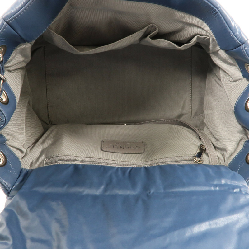 CHANEL 尼龍Chain Shoulder銀扣鏈帶肩背袋-12