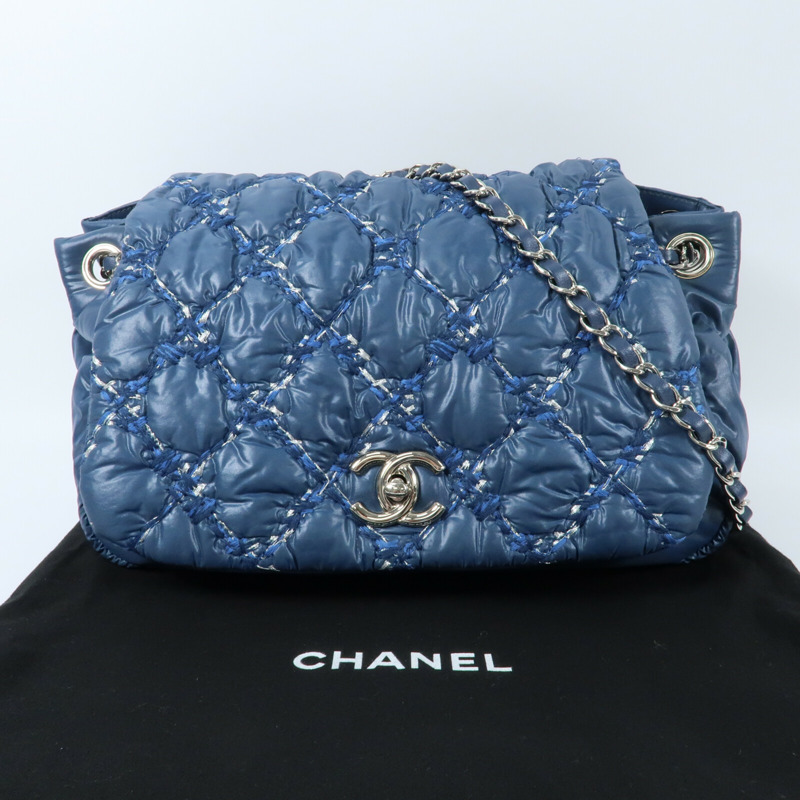 CHANEL 尼龍Chain Shoulder銀扣鏈帶肩背袋-15