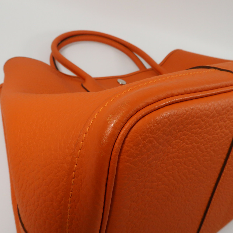 HERMES Negonda皮革Garden Party PM銀扣手挽袋Orange-4