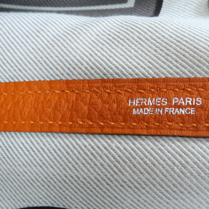 HERMES Negonda皮革Garden Party PM銀扣手挽袋Orange-10