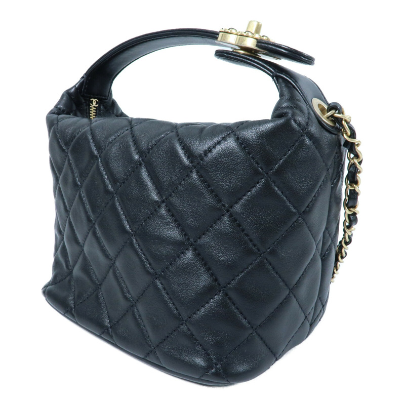 CHANEL 羊皮皮革Small Hobo金扣鏈帶手挽肩背兩用袋-2