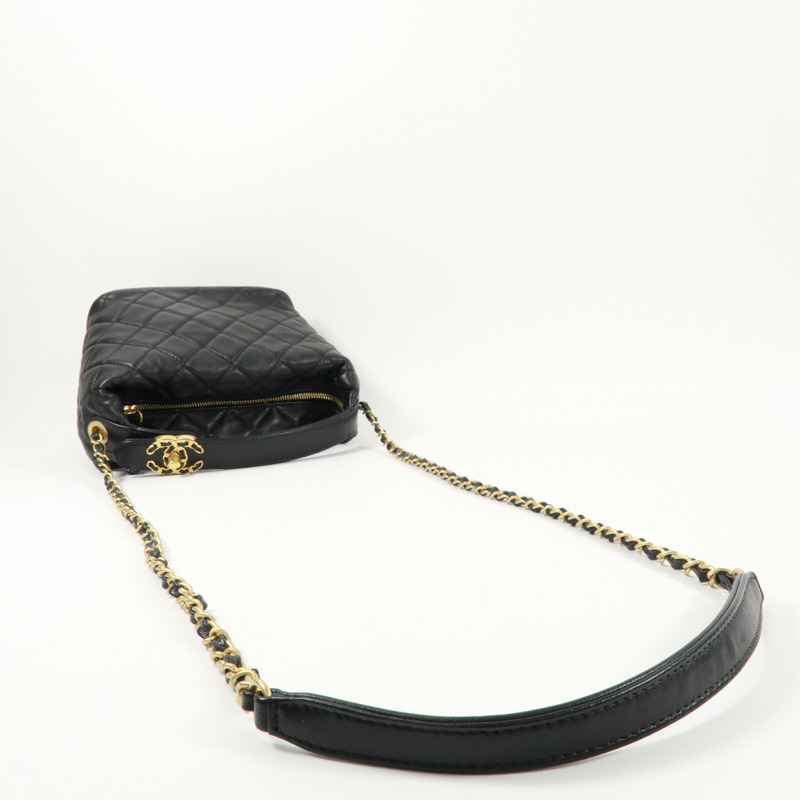 CHANEL 羊皮皮革Small Hobo金扣鏈帶手挽肩背兩用袋-8