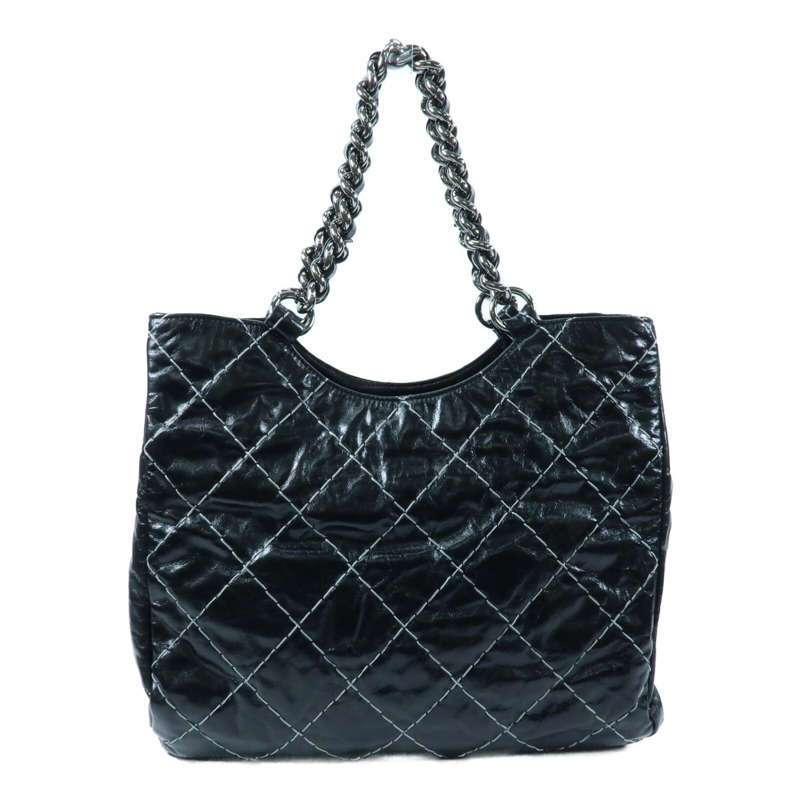 CHANEL 牛皮皮革Wild Stitch Tote銀扣鏈帶手挽袋-1