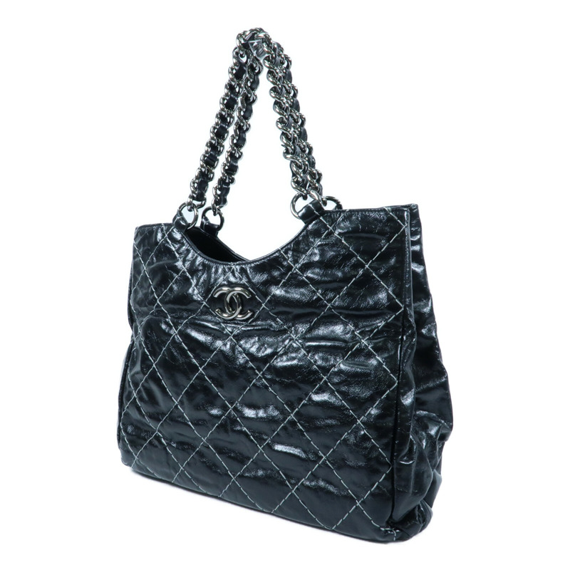 CHANEL 牛皮皮革Wild Stitch Tote銀扣鏈帶手挽袋-2