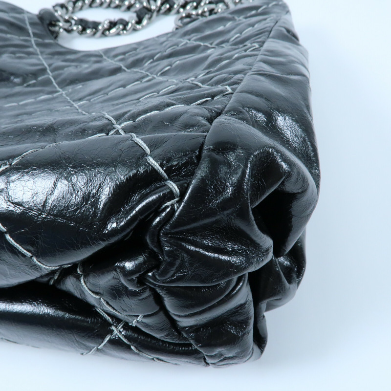 CHANEL 牛皮皮革Wild Stitch Tote銀扣鏈帶手挽袋-8