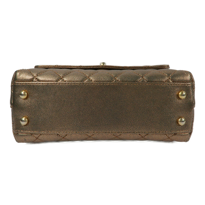 CHANEL 牛皮皮革Coco Handle Small金扣鏈帶手挽肩背兩用袋-3