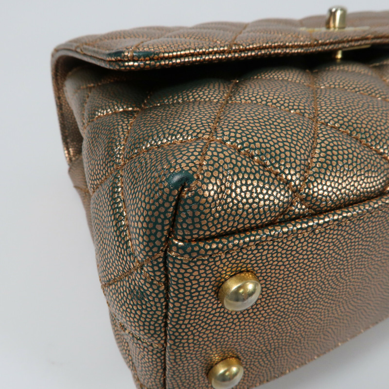 CHANEL 牛皮皮革Coco Handle Small金扣鏈帶手挽肩背兩用袋-4