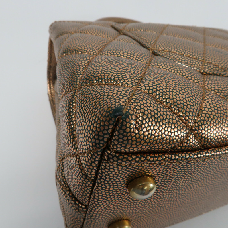 CHANEL 牛皮皮革Coco Handle Small金扣鏈帶手挽肩背兩用袋-6