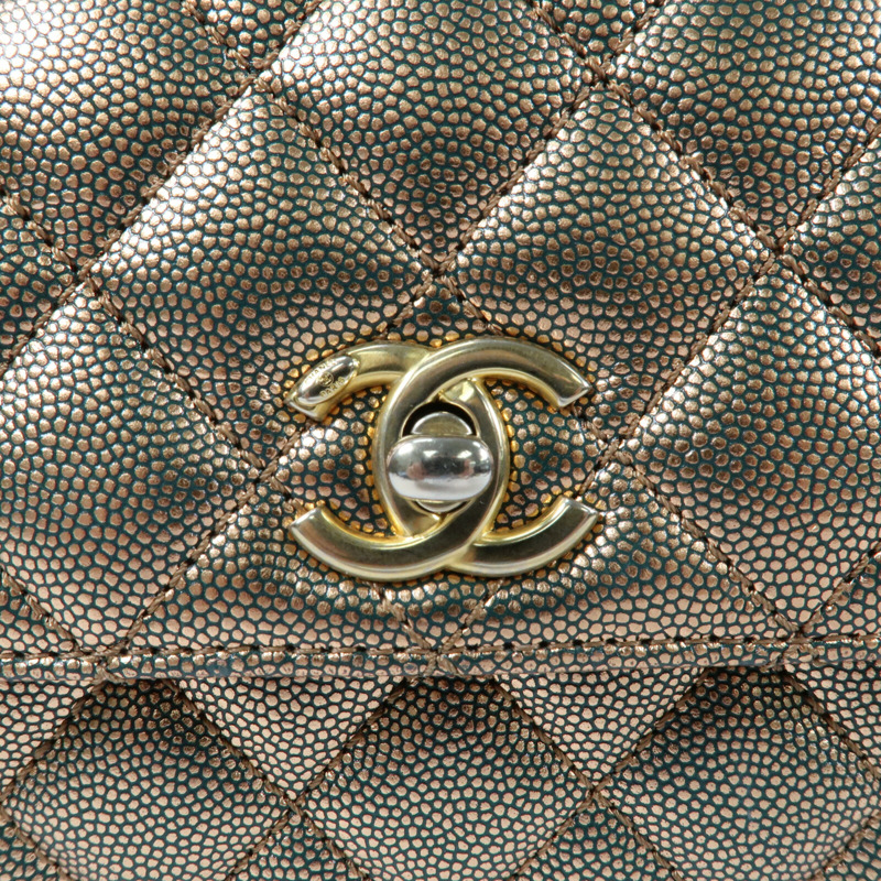 CHANEL 牛皮皮革Coco Handle Small金扣鏈帶手挽肩背兩用袋-10