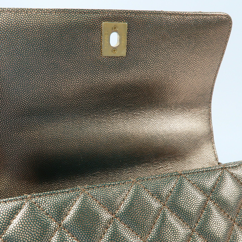 CHANEL 牛皮皮革Coco Handle Small金扣鏈帶手挽肩背兩用袋-12