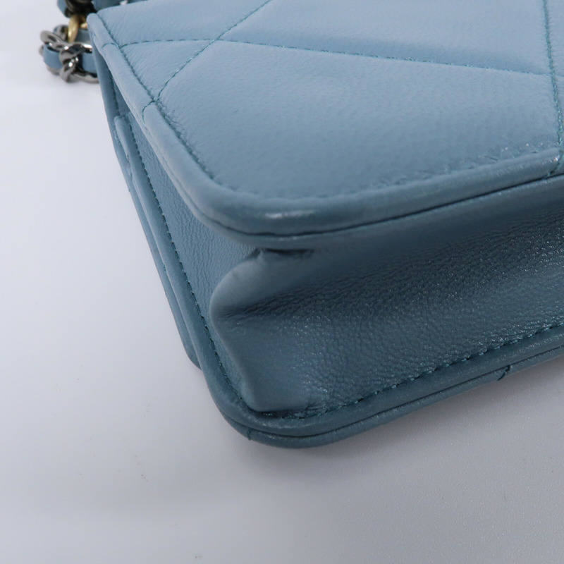 CHANEL 羊皮皮革C19 Wallet On Chain金扣鏈帶手挽肩背兩用袋-6