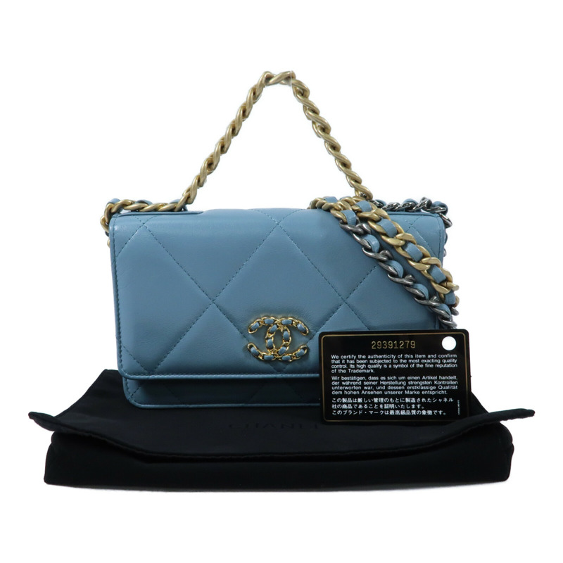 CHANEL 羊皮皮革C19 Wallet On Chain金扣鏈帶手挽肩背兩用袋-15