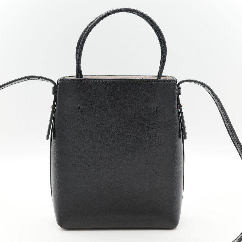 Chloé 蔻依 Sense 經典黑色 拋光小牛皮 微型  立體刺繡 Logo 迷你兩用托特包-4