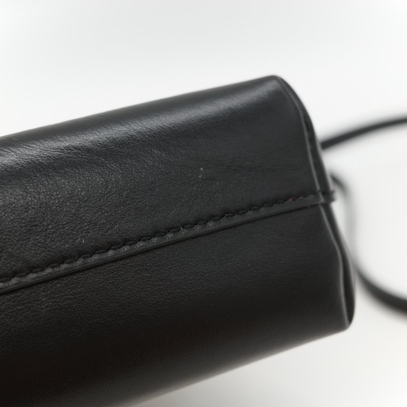 Chloé 蔻依 Sense 經典黑色 拋光小牛皮 微型  立體刺繡 Logo 迷你兩用托特包-9