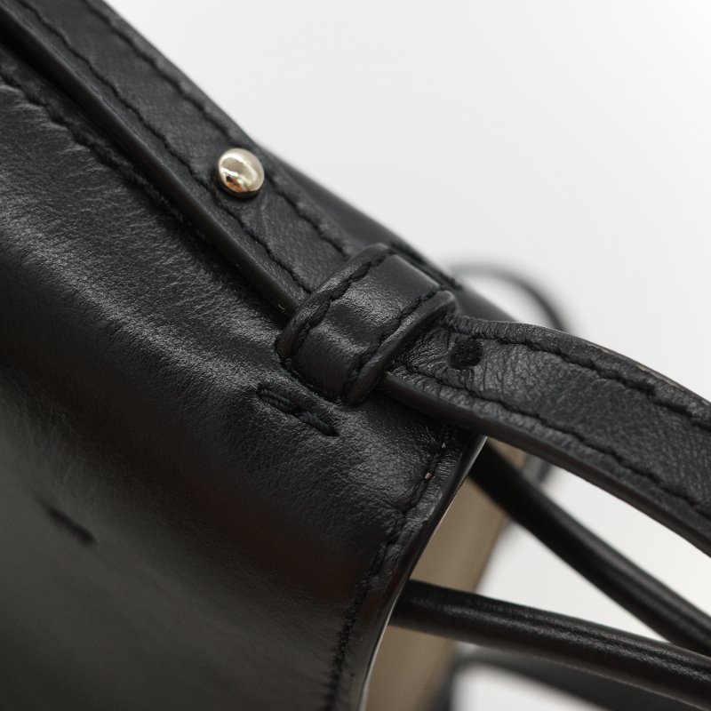 Chloé 蔻依 Sense 經典黑色 拋光小牛皮 微型  立體刺繡 Logo 迷你兩用托特包-18