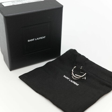 Saint Laurent YSL 聖羅蘭 Opyum銀色 金屬 扭曲設計 YSL 標誌造型戒指
