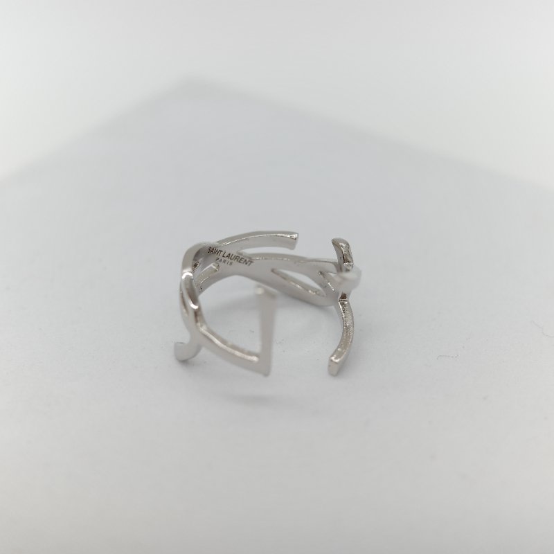Saint Laurent YSL 聖羅蘭 Opyum銀色 金屬 扭曲設計 YSL 標誌造型戒指-6