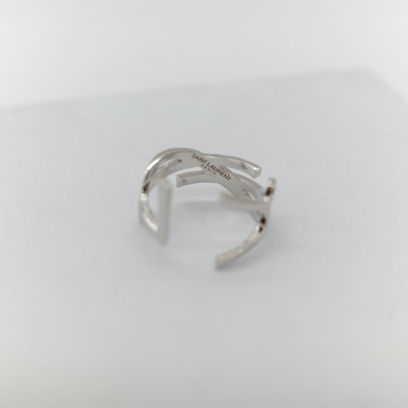 Saint Laurent YSL 聖羅蘭 Opyum銀色 金屬 扭曲設計 YSL 標誌造型戒指-7