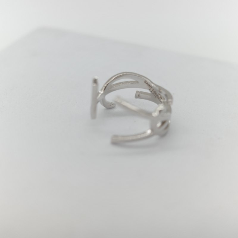 Saint Laurent YSL 聖羅蘭 Opyum銀色 金屬 扭曲設計 YSL 標誌造型戒指-8