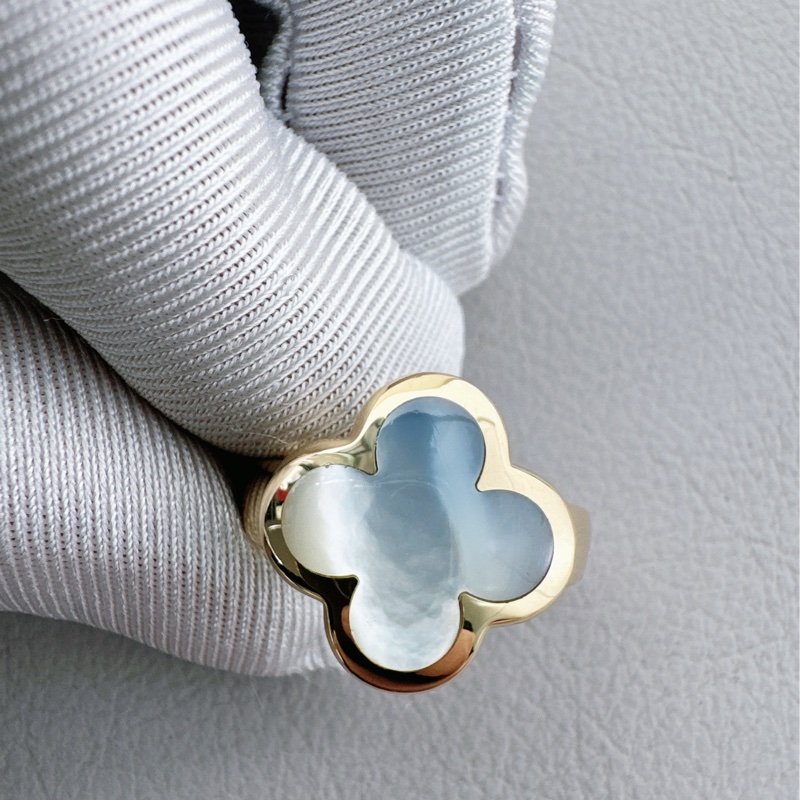 VCA梵克雅寶 白貝母四葉草戒指，18k黃金 51號-5