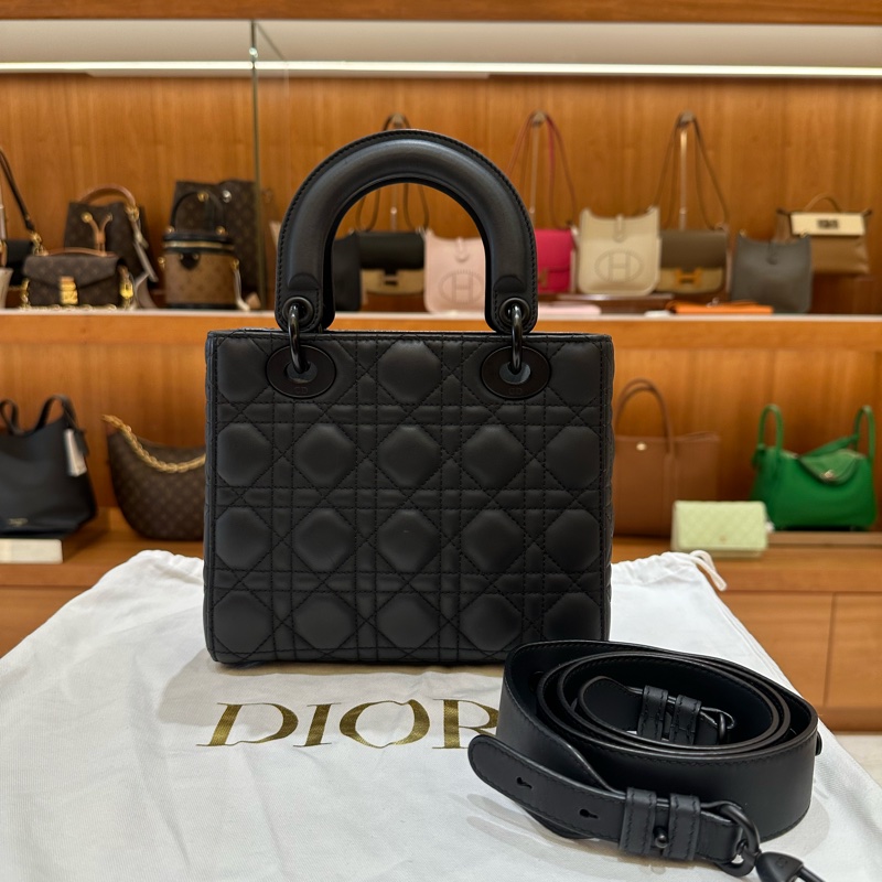 Dior迪奧 磨砂黑四格戴妃包-2