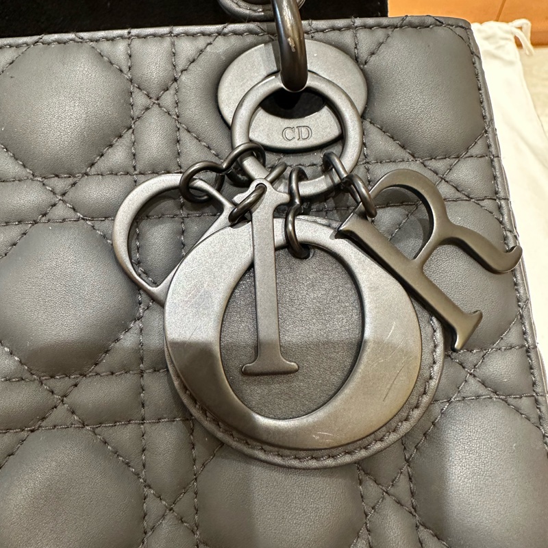 Dior迪奧 磨砂黑四格戴妃包-10