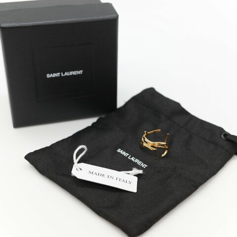 Saint Laurent YSL 聖羅蘭 Opyum 金色 黃銅金屬 扭曲設計 YSL 標誌造型戒指