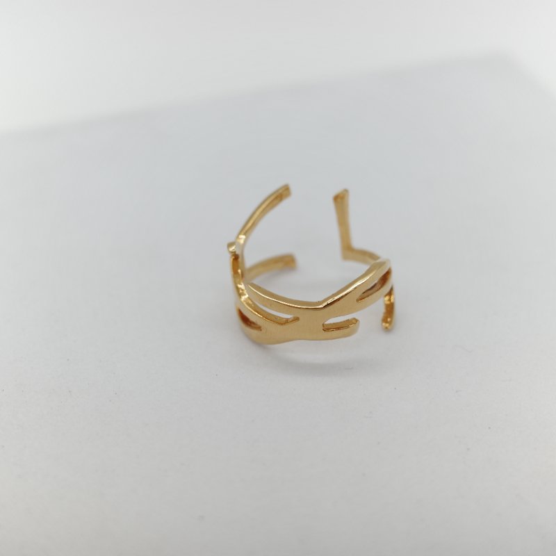 Saint Laurent YSL 聖羅蘭 Opyum 金色 黃銅金屬 扭曲設計 YSL 標誌造型戒指-2