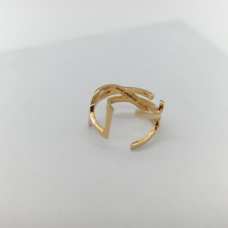 Saint Laurent YSL 聖羅蘭 Opyum 金色 黃銅金屬 扭曲設計 YSL 標誌造型戒指-5