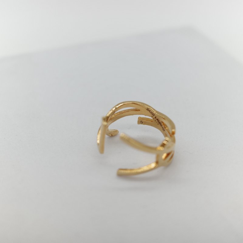 Saint Laurent YSL 聖羅蘭 Opyum 金色 黃銅金屬 扭曲設計 YSL 標誌造型戒指-6