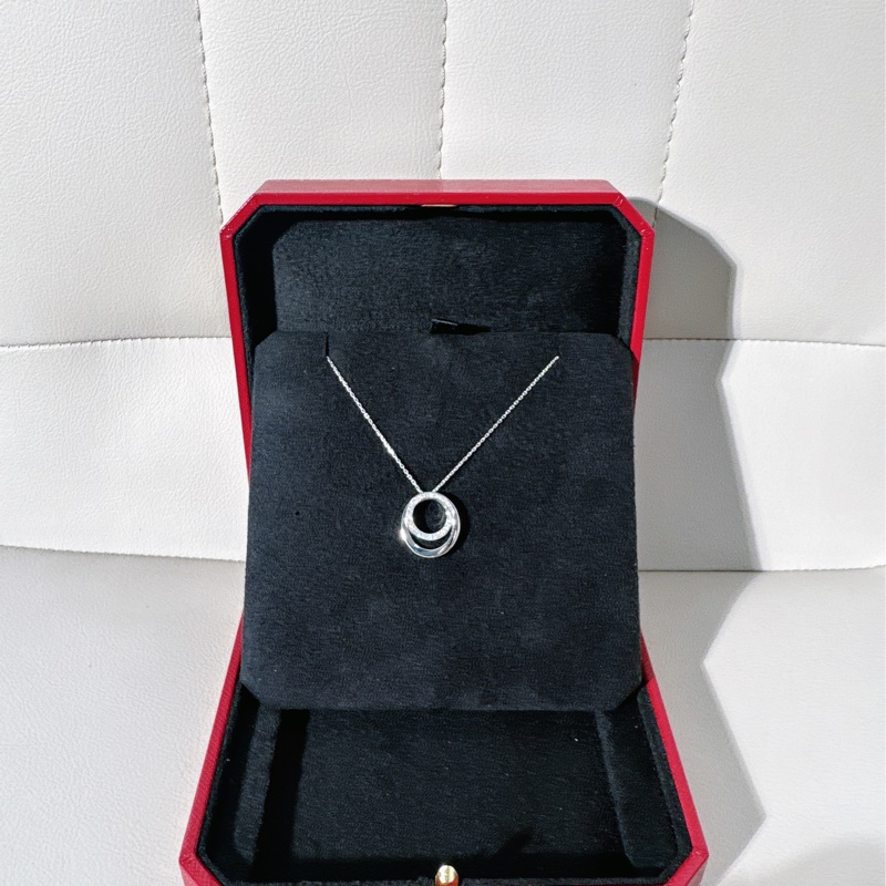 Cartier卡地亞 ETINCELLE DE CARTIER系列 白金帶鑽圓環項鍊-0