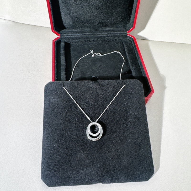 Cartier卡地亞 ETINCELLE DE CARTIER系列 白金帶鑽圓環項鍊-3