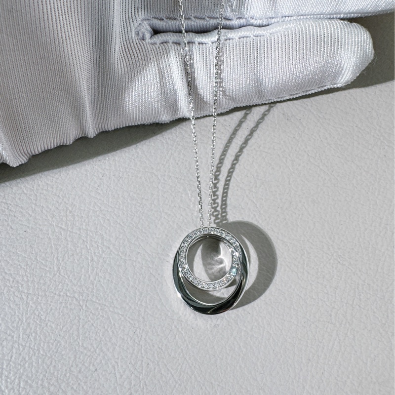 Cartier卡地亞 ETINCELLE DE CARTIER系列 白金帶鑽圓環項鍊-4
