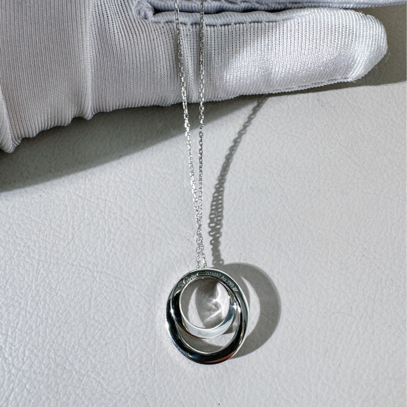 Cartier卡地亞 ETINCELLE DE CARTIER系列 白金帶鑽圓環項鍊-5