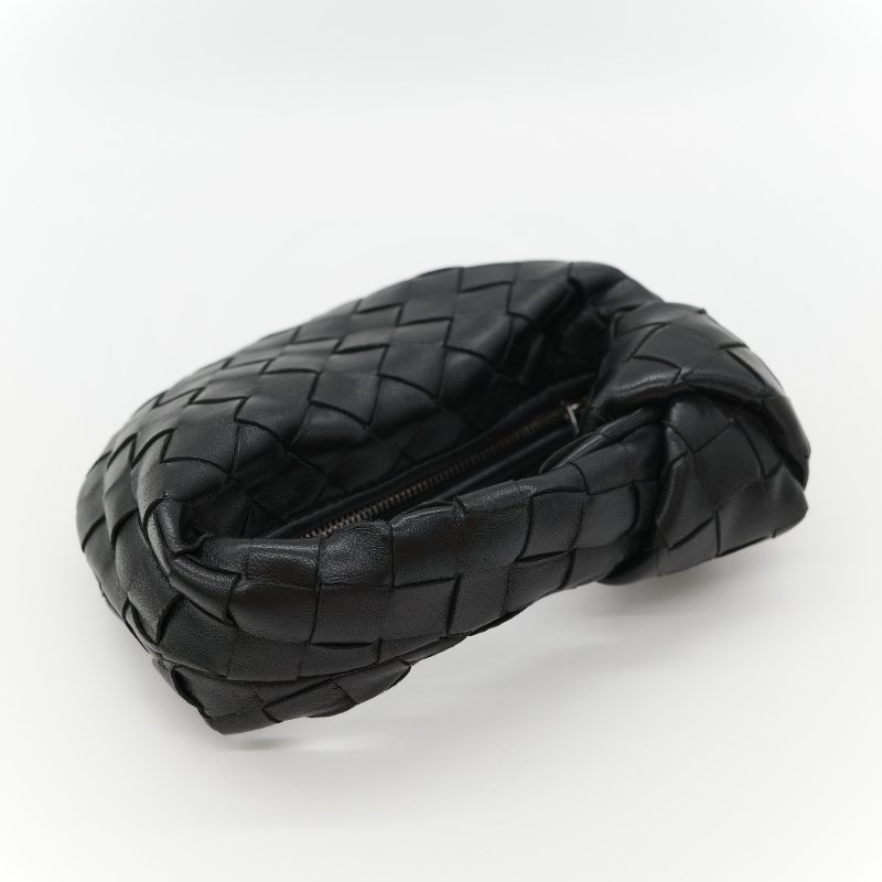 Bottega Veneta 寶緹嘉 Mini Jodie 經典黑色 頂級小羊皮 Intrecciato 手工編織皮革打結提把手提包-4