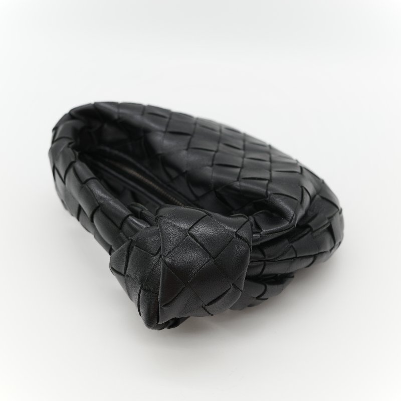 Bottega Veneta 寶緹嘉 Mini Jodie 經典黑色 頂級小羊皮 Intrecciato 手工編織皮革打結提把手提包-5