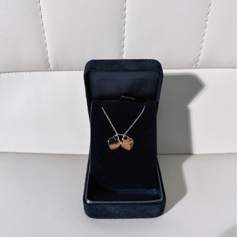 Tiffany蒂芙尼 Return to tiffany 18k玫瑰金雙心項鍊