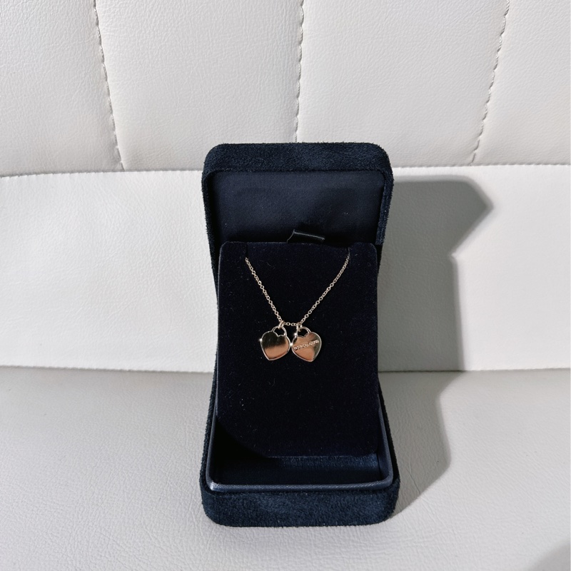 Tiffany蒂芙尼 Return to tiffany 18k玫瑰金雙心項鍊-0