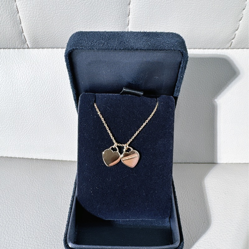 Tiffany蒂芙尼 Return to tiffany 18k玫瑰金雙心項鍊-1