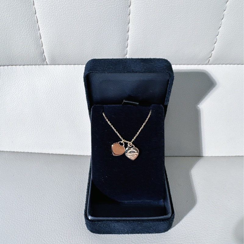 Tiffany蒂芙尼 Return to tiffany 18k玫瑰金雙心項鍊-2