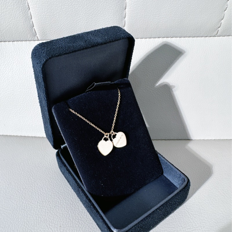 Tiffany蒂芙尼 Return to tiffany 18k玫瑰金雙心項鍊-3