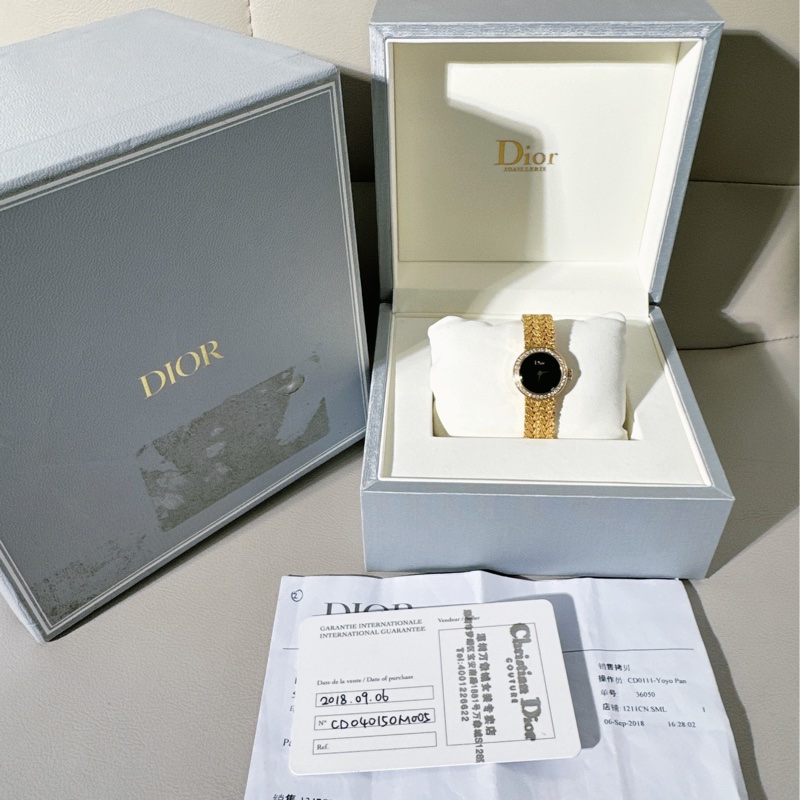 Dior迪奧極品女士金表!LA D DE DIOR系列 CD040150M005純金鑲鑽女表-0