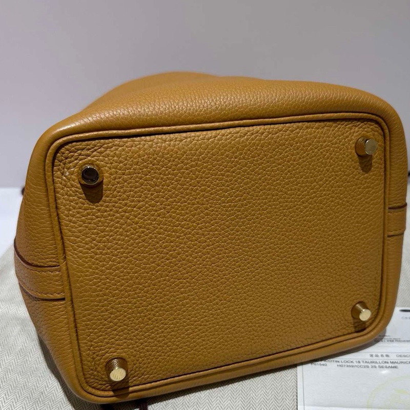 愛馬仕Hermes18 芝麻色18菜籃子  TC皮  金扣  d刻  缺鎖鑰匙-2